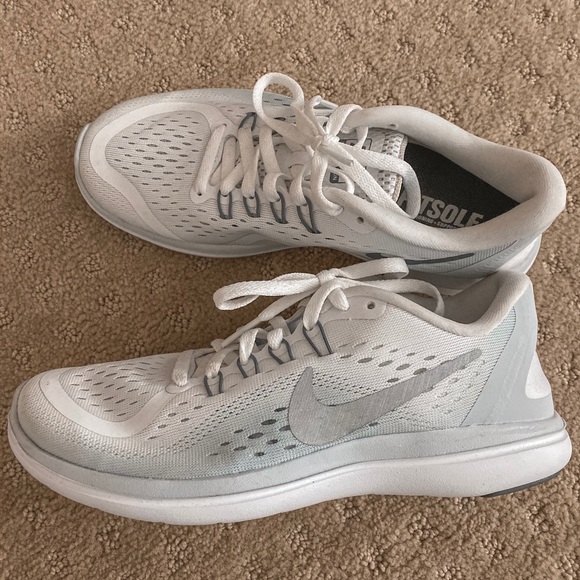 🚫SOLD on Mercari🚫 White & Gradient Nike Trainers - Picture 1 of 4